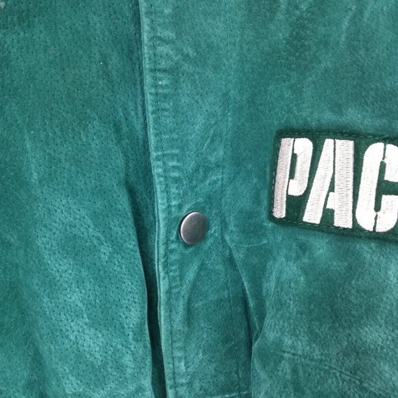 Vintage Green Bay Packers Logo Athletic Suede Leather Bomber Jacket Size XL NFL - Picture 3 of 15